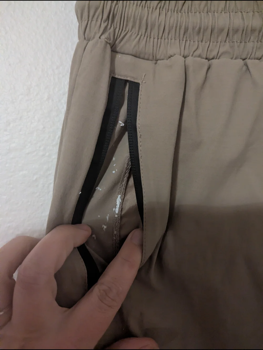 Light Taupe Cargo Joggers with Zipper Pockets